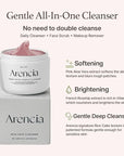 Arencia Rosehip Brightening Rice Mochi Face Cleanser & Daily Scrub - Moisturizing, Exfoliating & Deep-Cleansing - All Skin Types with Rice Powder & Rice Water (1.76oz)