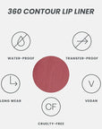 Wonderskin Lip Liner Pencil - 360 Contour Lipliner, Long Lasting, Sharpenable, Waterproof and Transfer-Proof Nude Lip Liner Pencil (Rosewood)