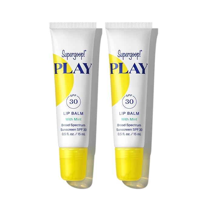 Supergoop! PLAY Lip Balm SPF 30 with Mint - 0.5 fl oz, Pack of 2 - Broad Spectrum SPF Lip Balm with Hydrating Honey, Shea Butter & Sunflower Seed Oil - Great for Active Days