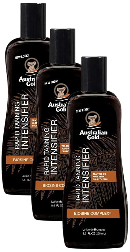 Australian Gold Rapid Tanning Intensifier Lotion, 8.5 Fl Oz | With Tea Tree Oil and Aloe Vera | Vitamin E (Pack of 3)
