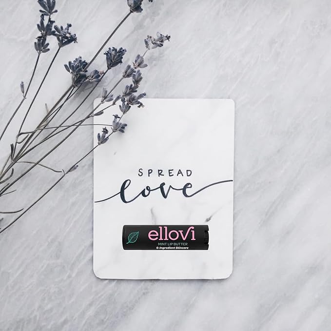 Ellovi Natural Lip Butter Lip Balm - Mint - Pure Enough to Eat - Made With Just 6 Vegan Ingredients - Moisturizing Lip Care for All Day Hydration (4-Pack)