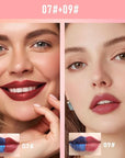 Lip Stain - Wipe-Off &Peel Off Lip Color | Waterproof, Long Lasting, Transfer-Resistant, Smudge-Proof Lip Tint | Easy Wipe Finish, High Pigment | All-Day Vibrant Kiss-Proof Lip Stain, 07#+09#