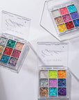 Glitter Eyeshadow Palette - Shimmer Purple Pink Blue Colorful Eyeshadow, Lip Face Eye Glitter Makeup - Lasting Waterproof High Pigmented Eye Shadow for Girl Women