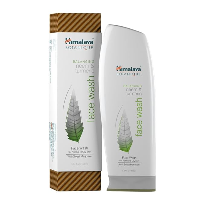 Himalaya Botanique Balancing Neem & Turmeric Face Wash, Dermatologically Tested, Vegan, Cruelty Free, Paraben Free, SLS Free, 5.07 Fl Oz, 150 ml