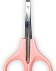 Scissors with Cap- Self Care - Hair Trimmer - Facial, Nose Hair, Eyebrow, Mustache & Beard Grooming - Curved Edge, Pink Short Cap