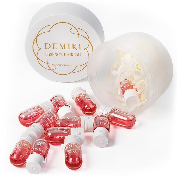 DEMIKI Hair Oil For Frizzy Hair With Coconut Oil - Hair Treatment For Dry Damaged Hair, Hair Perfume Oil For Curly Hair, Frizz Control Hair Care Products, Mini Bottles Hair Oil For Damaged Hair, 12pcs