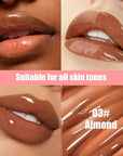 Summer Hydrating Lip Butter Balms Lip Gloss,Natural Vegan Lip Balm Tinted for Instant Moisture,Shine,Hydration Brown-Tinted,Soothes & Softens Dry Lips,Bálsamo labial hidratante 03#Almond (0.5 Fl Oz)