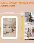 Gold Rechargeable Makeup Mirror with Lights, LED Vanity Mirror, 3 Color Modes, Portable Desktop Mirror, Adjustable Brightness, Ideal for Dorm and Home Use