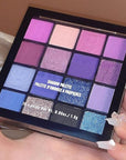 evpct 16 Colors Glitter Shimmer Matte Light Navy Blue Purple Pink Eyeshadow Makeup Palette Pallet Waterproof Highly Pigmented Smokey Pressed Sparkly Shiny Eye Shadow paletas de sombras para de ojos