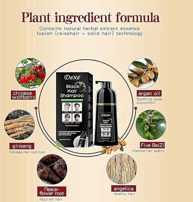 Black Hair Dye Shampoo Permanent YIZHONG Hair Color For 100% Gray Coverage Women Men 3 In1 Easy Comb Dyeing Instincts Hair Color 3 In 1 (Natural Black)