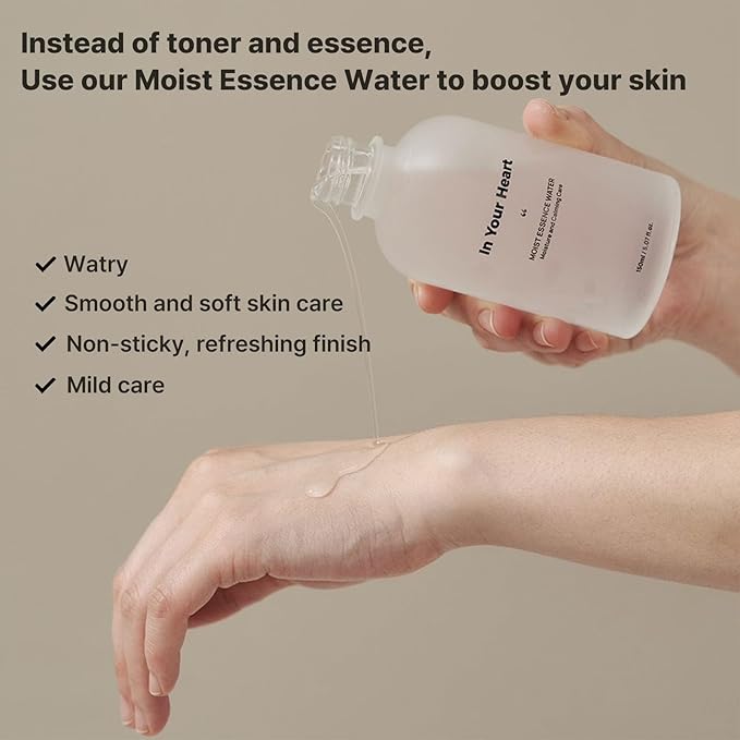 In Your Heart Evening Primrose Essence Water Hydrating Face Toner for Dry, Dull Skin. Korean Moisturizing Skin Care for Men and Women 5.07 fl.oz 150ml