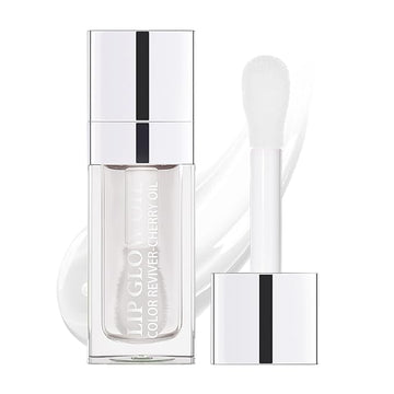 Hydrating Lip Glow Oil, Moisturizing Lip Gloss, Plumping Lip Oil, Non-Sticky Long Lasting Lip Gloss, Transparent Lip Oil Tinted, Reduce lip lines (Transparent(#000))