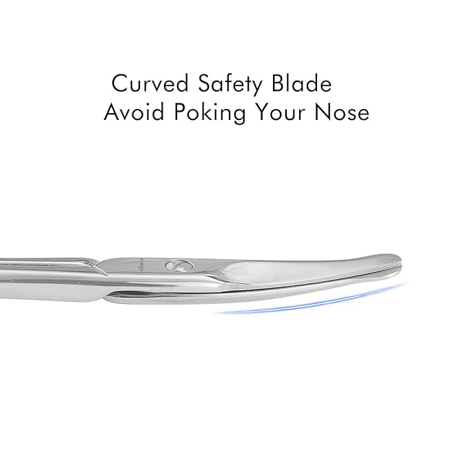 LIVINGO 3.75" Rounded Curved Nose Hair Scissors, Premium Stainless Steel Safety Small Blades Use for Manicure Cuticle Trimming Facial Hair, Eyebrow, Dry Skin