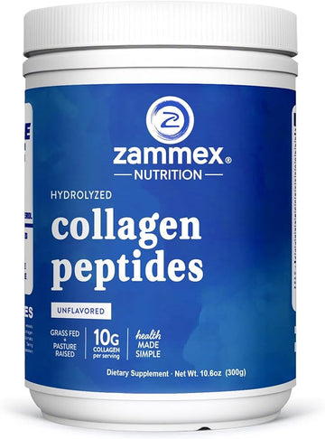 Zammex Premium Collagen Peptides Powder,Hydrolyzed Collagen Peptide for Women Men,Support for Hair Skin Nails, Joints Health,Grass Fed,Non-GMO,Keto Friendly,Gluten-Free,Easy to Digest,30 Servings