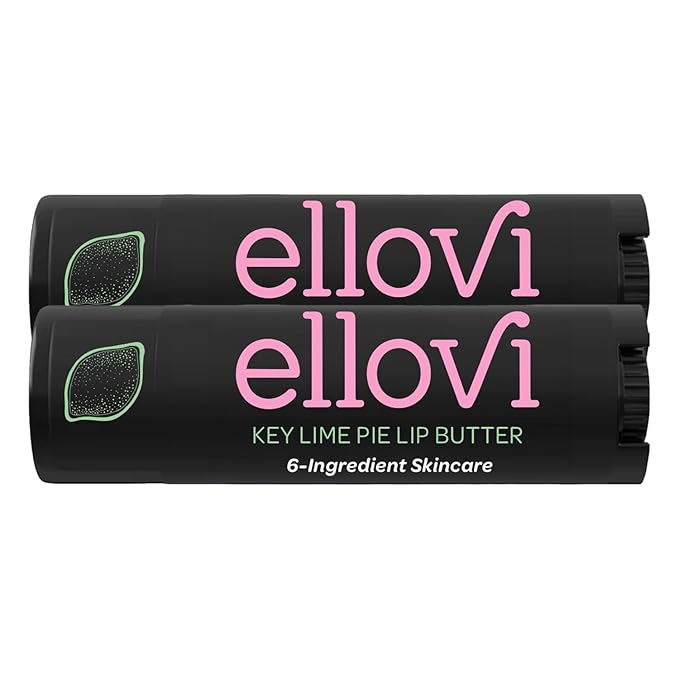 Ellovi Natural Lip Butter Lip Balm - Key Lime - Pure Enough to Eat - Made With Just 6 Vegan Ingredients - Moisturizing Lip Care for All Day Hydration (2-Pack)