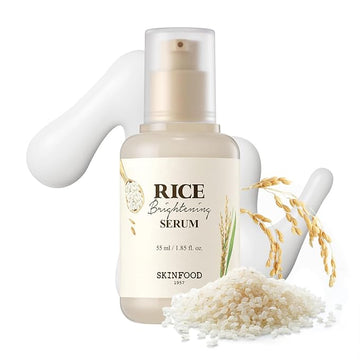 SKINFOOD Rice Serum, 48 Hours Fermented Rice Water Skincare Korean Serum for Face, Korean Rice Skincare for Natural Glow Glass Skin, Pore Minimizer, Rice Water Bright, 55ml/1.86fl.oz.