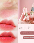 3 Pcs/Set Flower Jelly Lipstick Set Temperature Change Moisturizer Long Lasting Nutritious Glossy Shine Lip Balm Magic Gold Crystal PH Color Change Lip Gloss for Women