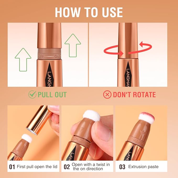 LANGMANNI Liquid Contour Beauty Wand, Face Concealer Contouring,Highlighter,Blusher Blush Pen)