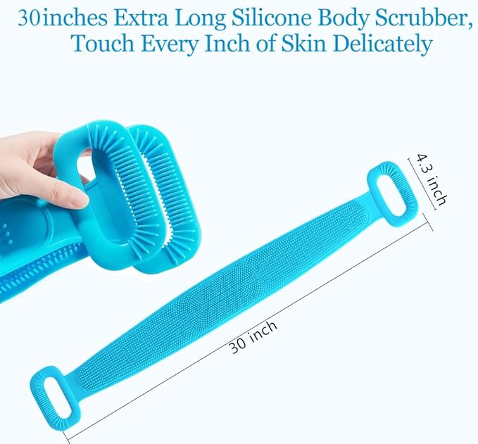 Inmorven Exfoliating Back Scrubber for Shower with Handles, 30 Inch Double-Sided Back Exfoliator Body Scrub Towel, Exfoliating Washcloth Bath Tool for use in Shower, to Clean Skin for Men & Women