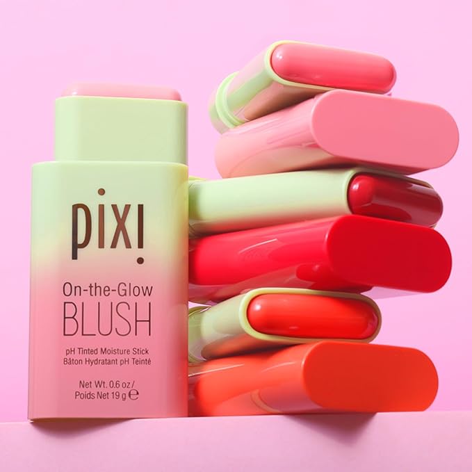 Pixi On-the-Glow Blush - Ruby, Hydrating Tinted Moisture Blush Stick with Ginseng, Aloe Vera & Fruit Extracts, For Cheeks & Lips, 19g / 0.6oz, Paraben-Free