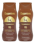 Coppertone Tanning Sunscreen Lotion, SPF 15, Broad Spectrum, Water Resistant | Vitamin E Enriched | Free of Harmful Chemicals | 16 Fl Oz | Pack of 2
