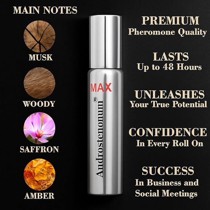 ANDROSTENONUM MAX Pherolec Global Male Pheromone Perfume Oil for Him Real Long-Lasting Original Best Men's Pheromones Cologne Essential Strong Spray Fragrance Essence Extra Strength Man 0.27 fl. oz