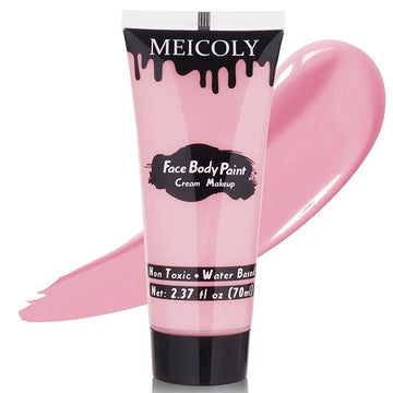 MEICOLY Light Pink Halloween Face Body Paint,2.37Oz Large Tube Water Based Body Paint for Adults and Children,Pastel Pale Pink Face Paint for Stage SFX Special Effects Cosplay Makeup