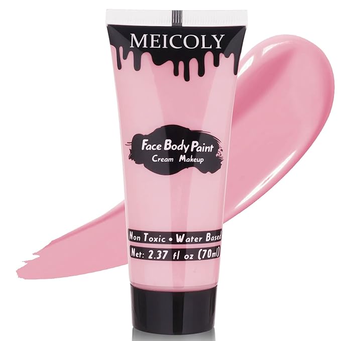 MEICOLY Light Pink Halloween Face Body Paint,2.37Oz Large Tube Water Based Body Paint for Adults and Children,Pastel Pale Pink Face Paint for Stage SFX Special Effects Cosplay Makeup