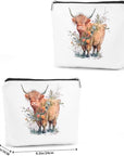 Western cosmetic bag highland cow
