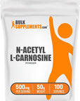 BulkSupplements.com N-Acetyl L-Carnosine Powder - Carnosine Supplement, N-Acetyl Carnosine 500mg - Gluten Free, 500mg per Serving, 50g (1.8 oz) (Pack of 1)