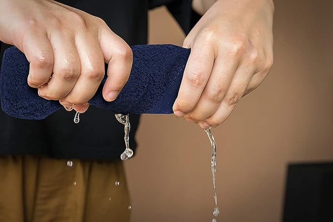 Softolle 100% Cotton Washcloths 24 Pack (12x12 Inches) Soft, Highly Absorbent Washcloth, Face Towels, Wash Cloths for Face, Ring Spun, Bulk Pack (Blue/Grey)