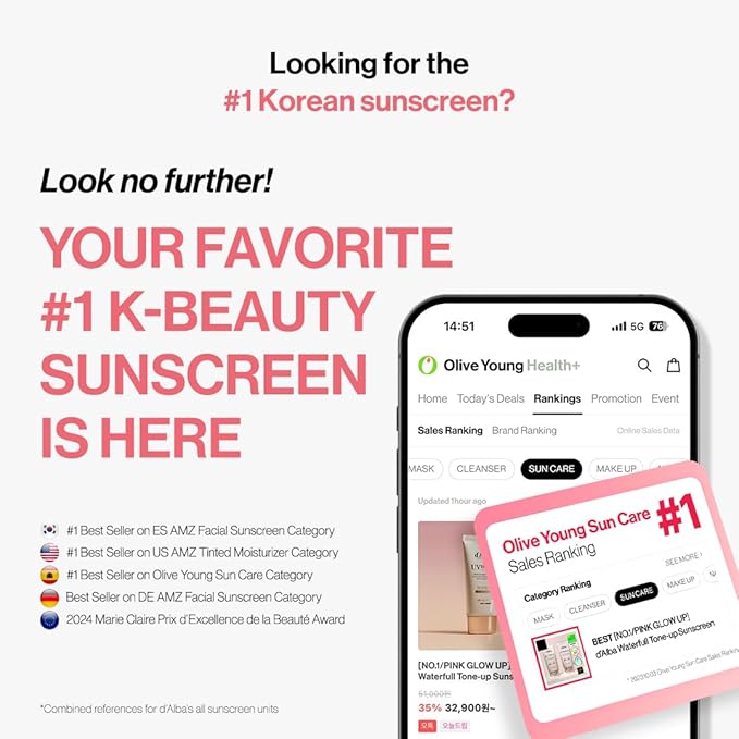[2 ea] d'alba Piedmont Waterfull Tone-Up Sunscreen Serum BROAD SPECTRUM SPF 50 + Korean Sunscreen for Face, All Skin Tones, Sweat Proof Formula (2 x 1.69 fl.oz.)