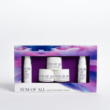 SUM OF ALL Renewal Regimen Starter Set, Anti Aging, Menopause Skincare for Women, Includes Collagen Boosting and Resurfacing Serum, Day, Night Face Moisturizer, Eye Cream, 5-Piece, 0.17oz Each