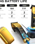 Supreme Trimmer 3-in-1 Barber Bundle | 2Spee Clipper, 2Spee Trimmer & Crunch Foil Shaver | Professional Beard Trimmer Men’s Hair Clipper Kit | (Gold)