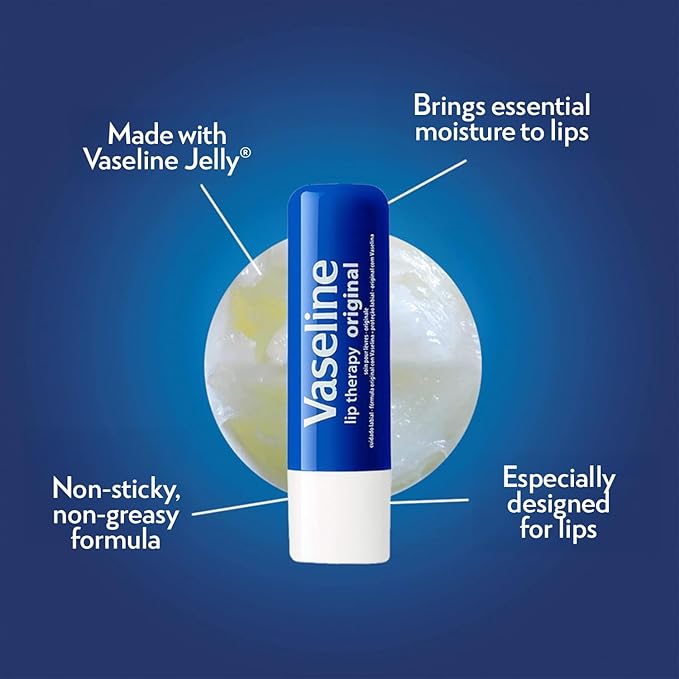 Vaseline Lip Therapy Original 8-Pack – Moisturizing Lip Balm for Very Dry Lips, 0.16 Oz Ea