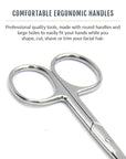 Pack of 2 Curved & Rounded Blunt Tip Stainless Steel Small Scissors for Eyebrows & Eyelashes, Beard Trimming & Moustache, Baby Nails, Nose & Facial Hair