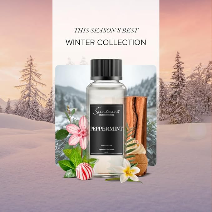 Scentiment - Peppermint Winter Collection Diffuser Oils | Aromatherapy Home Fragrance | Luxurious Scent with Notes of Peppermint, Mint, Vanilla, 500 ml