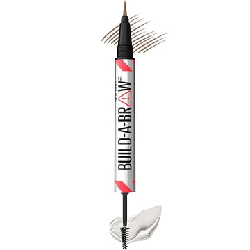 Maybelline Build-A-Brow 2-in-1 Brow Pen and Sealing Eyebrow Gel, Eyebrow Makeup for Real-Looking, Fuller Brows, Soft Brown, 1 Count