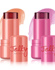 2Pcs Water Jelly Tint Blush,Jelly Blush Lip Cheek Coral+#04 Berry