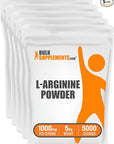 BulkSupplements.com L-Arginine Powder - Arginine 1000mg, Arginine Supplement - Nitric Oxide Supplement, Unflavored & Gluten Free, 1000mg per Serving, 5kg (11 lbs) (Pack of 5)