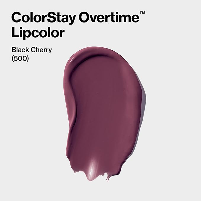 Revlon Liquid Lipstick with Clear Lip Gloss, ColorStay Overtime Lipcolor, Dual Ended with Vitamin E, 500 Limitless Black Cherry, 0.07 Fl Oz