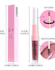 evpct Dark Wine Red Metallic Glitter Lip Liner and Lipstick Combo Lip Gloss Stain Set Makeup for Women Long Lasting Waterproof 24, Mauve Plum Frosted Metallic Shimmer Glossy iridescent Liquid Lipstick