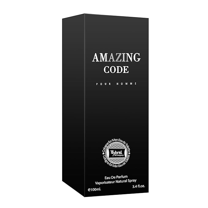 Hybrid & Company Amazing Code For Men Pour Homme Eau de Toilette Vaporisateur Natural Spray 3.4 Fl Oz