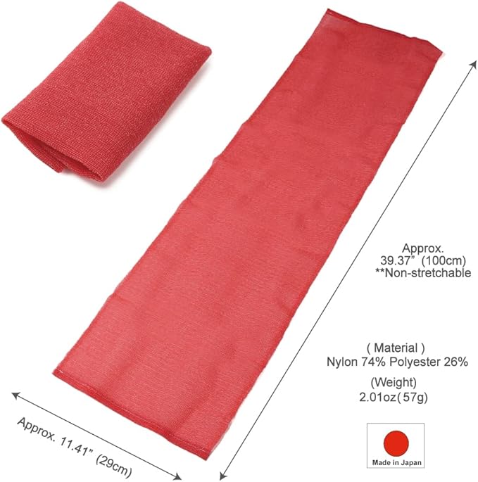 Extra Rough, Exfoliating Washcloth [Made in Japan] Exfoliating Towel Special Texture Makes Fluffy Foam Lather, Back Scrubber, Dead Skin Cell Remover [Loofah for Women and Men] (Red)