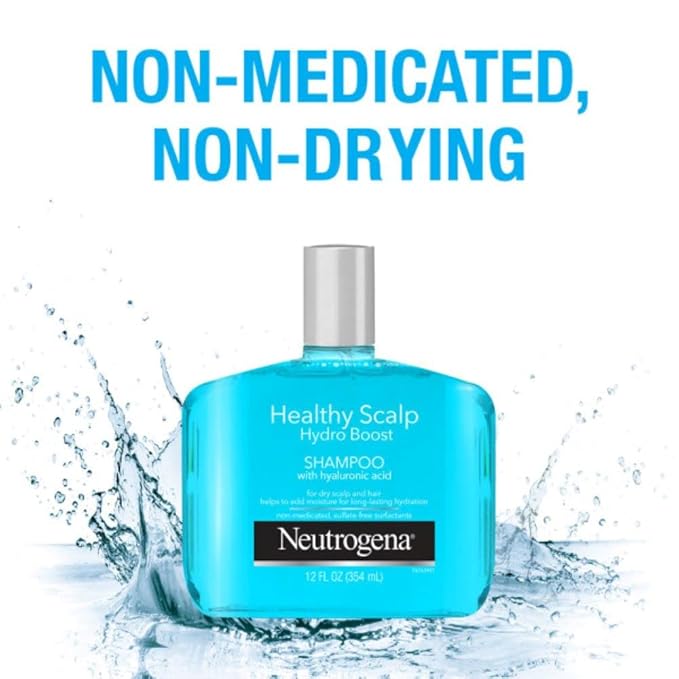 Neutrogena Moisturizing Healthy Scalp Hydro Boost Shampoo for Dry Hair and Scalp, with Hydrating Hyaluronic Acid, pH-Balanced, Paraben & Phthalate-Free, Color-Safe, 12 Fl Oz (pack of 3)