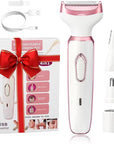 Women's Electric Razor Bikini Trimmer, 4-in-1 Cordless Shaver for Face, Legs, Underarms, Pubic Hair – Wet/Dry Use, Painless Hair Removal