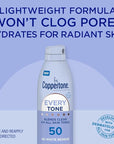 Coppertone Every Tone Sunscreen Spray SPF 50, Lightweight, Blends in Clear Sunscreen for All Skin Tones, Formulated with Nourishing Vitamin E, 5 Oz Bottle