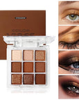 Neutral Nude Brown Eyeshadow Palette, 9 Colors Glitter Matte Eye Shadow Palette Makeup, Rose Gold Dark Brown Bronze Eyeshadow Palette, Highly Pigmented Waterproof Chocolate Eyeshadow Palette