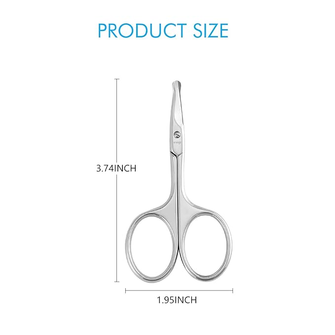 LIVINGO 3.75" Rounded Curved Nose Hair Scissors, Premium Stainless Steel Safety Small Blades Use for Manicure Cuticle Trimming Facial Hair, Eyebrow, Dry Skin