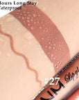evpct 2Pcs Nude Brown Lip Liner and Matte Lipstick Makeup Sets, Vegan Lipstick Lip Liner and Gloss Stain Set Long Lasting Waterproof labiales mate 24 horas originales matte larga duracion 24 27#